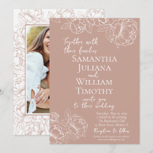 Invitation Boho Blush rose Floral Mariage photo moderne