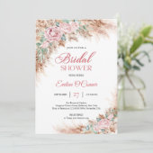 Invitation Boho Blush rose floral pampas herbe verdure (Debout devant)