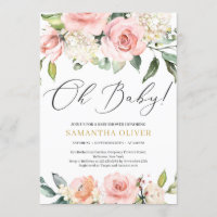Boho Blush rose floral pêche or Oh Baby shower