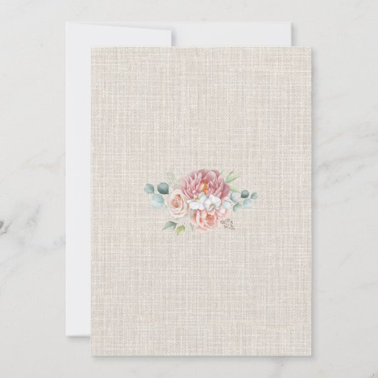 Invitation Boho Blush Rose Floral Sur Rustic Burlap Mariage (Dos)