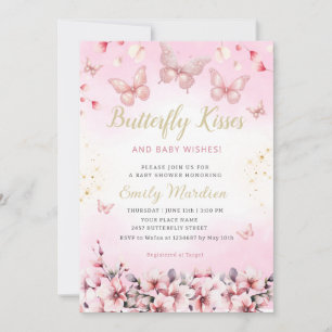 Invitation Boho Blush rose papillon floral Baby shower fille