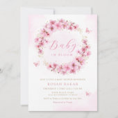 Invitation Boho Blush rose papillon floral Baby shower fille (Devant)