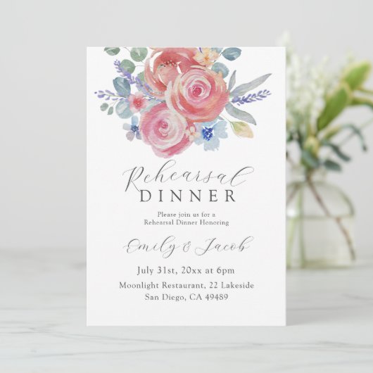 Invitation Boho Blush Rose Rehearsal Dinner  (Debout devant)