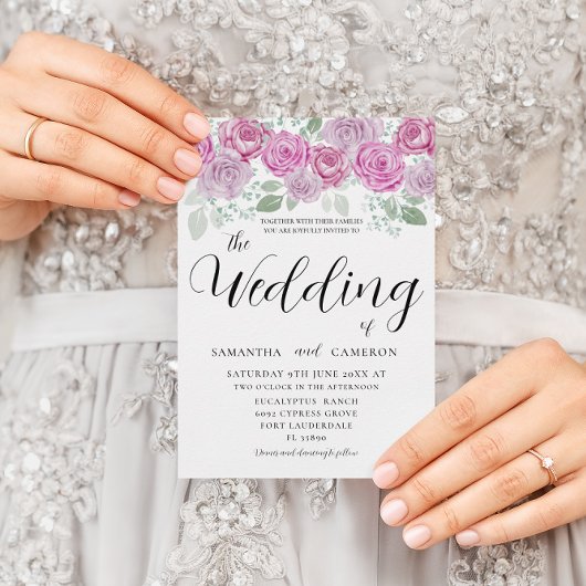 Invitation Boho Blush rose Roses et Mariage de calligraphie