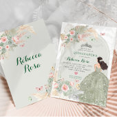 Invitation Boho Blush Rose Sage Vert Princesa Quinceañera