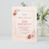 Invitation Boho Blush Rose Terre Cuite Florale 56e Anniversai (Debout devant)
