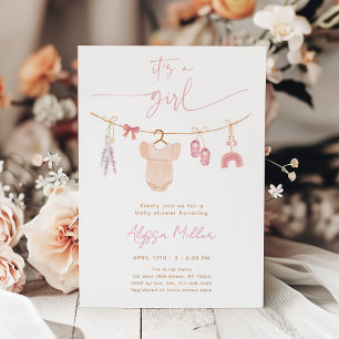 Invitation Boho Blush rose Vêtements de bébé Baby shower fill