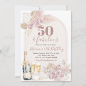 Invitation Boho Blush rose Vin Floral Adulte Anniversaire (Devant)