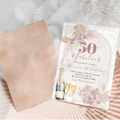 Invitation Boho Blush rose Vin Floral Adulte Anniversaire