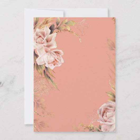 Invitation Boho Blush Roses et graminées Brunch nuptial (Dos)