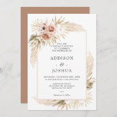 Invitation Boho Blush tons naturels Floral Mariage (Devant / Derrière)