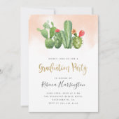 Invitation Boho Blush Watercolor & Cactus Graduation Party (Devant)