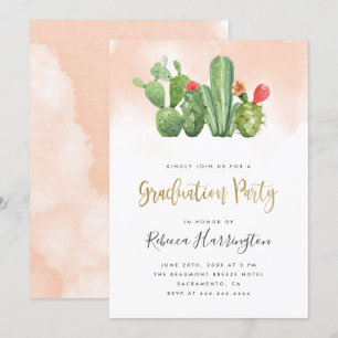 Invitation Boho Blush Watercolor & Cactus Graduation Party