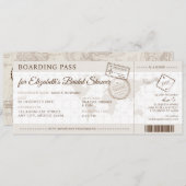 Invitation Boho Boarding Pass Destination Fête des mariées (Devant / Derrière)