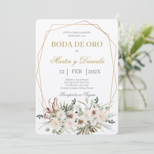Invitation Boho boda de oro con flanca (Debout devant)
