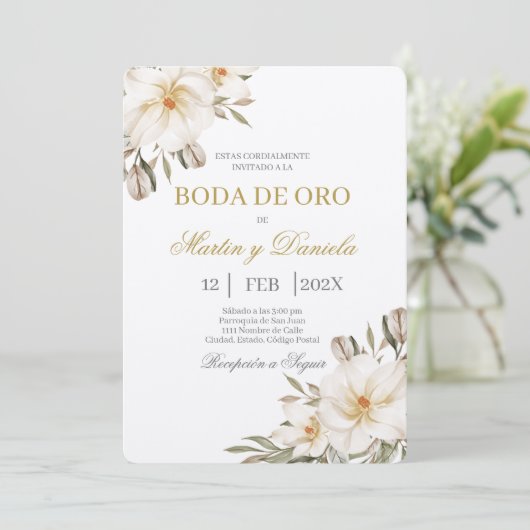 Invitation Boho boda de oro con flanca (Debout devant)