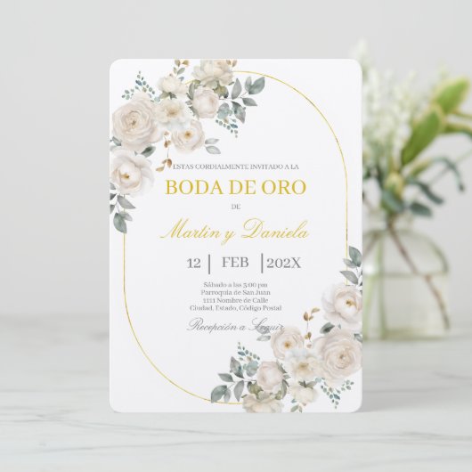 Invitation Boho boda de oro con flanca (Debout devant)