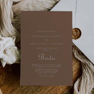 Invitation Boho Boda Mariage minimaliste en soirée Brown