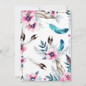 Invitation Boho Bohème Tribal Floral Aquarelle Anniversaire (Dos)