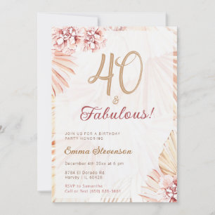 Invitation Boho Bohemian 40 & Fabulous Ladies 40th Birthday