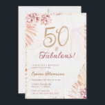 Invitation Boho Bohemian 50 & Fabulous Ladies 50th Birthday<br><div class="desc">Bohème "50 & Fabulous" invitation fête d'anniversaire avec l'herbe de pampas et floraux. Les articles correspondants peuvent être trouvés dans ma collection Boho Pampas Grass.</div>