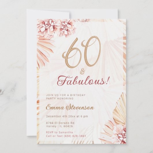 Invitation Boho Bohemian 60 & Fabulous Ladies 60th Birthday (Devant)