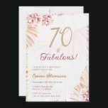 Invitation Boho Bohemian 70 & Fabulous Ladies 70th Birthday<br><div class="desc">Bohème "70 & Fabulous" invitation fête d'anniversaire avec l'herbe de pampas et fleurs. Les articles correspondants peuvent être trouvés dans ma collection Boho Pampas Grass.</div>
