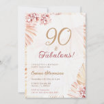 Invitation Boho Bohemian 90 & Fabulous Ladies 90th Birthday<br><div class="desc">Bohème "90 & Fabulous" invitation fête d'anniversaire avec l'herbe de pampas et fleurs. Les articles correspondants peuvent être trouvés dans ma collection Boho Pampas Grass.</div>