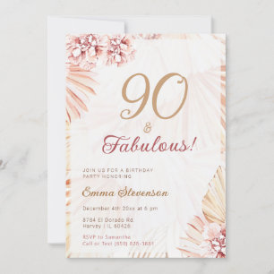 Invitation Boho Bohemian 90 & Fabulous Ladies 90th Birthday