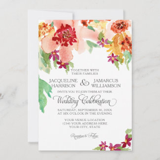Invitation BOHO Bohemian Automne été Floral Aquarelle