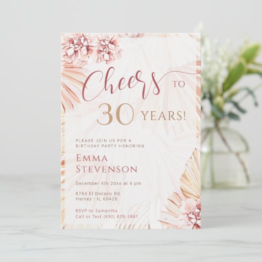 Invitation Boho Bohemian Cheers 30 ans Dames 30e anniversaire (Debout devant)