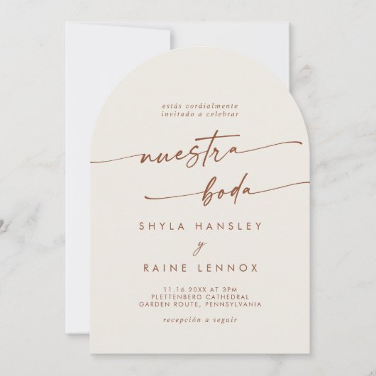 Invitation Boho Bohemian Cream Photo Arch Mariage espagnol (Devant)