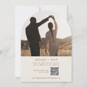 Invitation Boho Bohemian Cream Photo QR Code Arch Mariage (Dos)