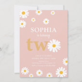 Invitation Boho Bohemian Retro les années 70 Pink Daisy 2e an (Devant)