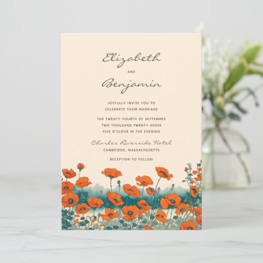 Invitation Boho Bohemian Rustic Fleur sauvage Mariage (Debout devant)