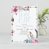 Invitation Boho Bohemian Tribal Floral Aquarelle WILL ONE (Debout devant)