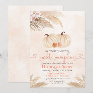 Invitation Boho Bohemian Twin Citrouille Baby shower Invitati