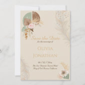 Invitation Boho Boho Beige Mariage en Plumes Classiques Sauve (Devant)
