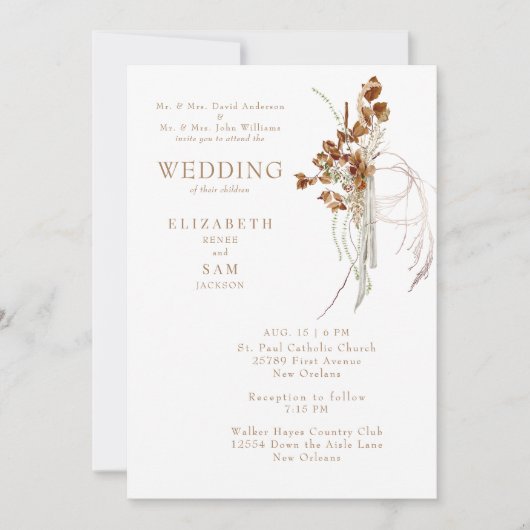 Invitation Boho Boho blanc et blanc (Devant)