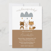 Invitation Boho Boho Boho Cute Woodland Bébé Animaux (Devant)