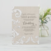 Invitation BOHO Bois rustique en dentelle Bohème Pays Chic (Debout devant)