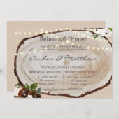 Invitation Boho Bois Slice Marsala Dîner De Répétition Floral (Devant / Derrière)