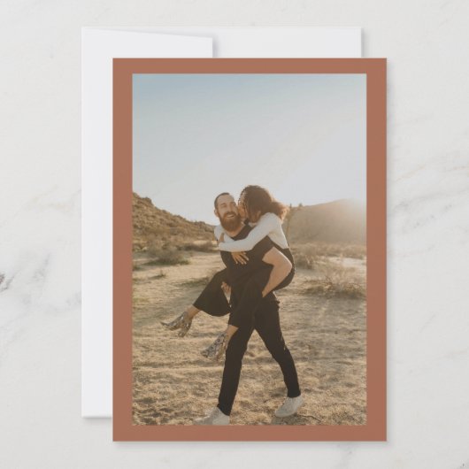 Invitation Boho bold names rétro 2 photos mariage terre cuite (Dos)