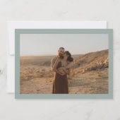 Invitation Boho bold names rétro 3 photos mariage sauge vert (Dos)