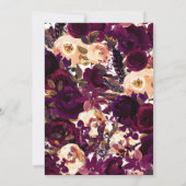 Invitation Boho Bordeaux Maroon Floral Fête des mariées d'aut (Dos)