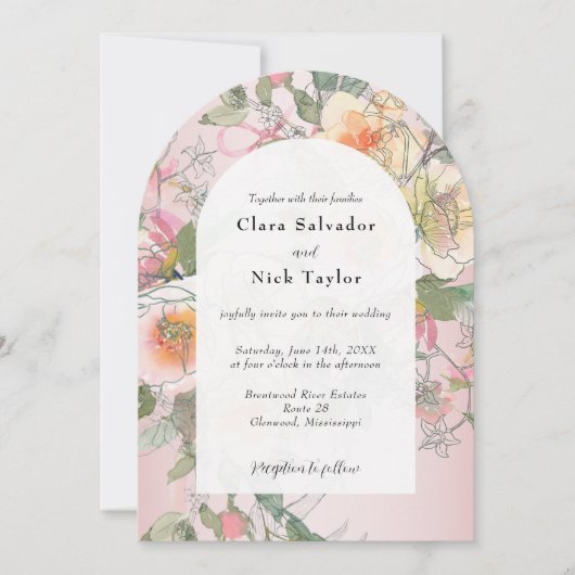 Invitation Boho Botanical Artist Sketch Garden Wedding (Devant)