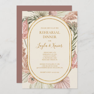 Invitation Boho Botanical Dîner de répétition Rose Dusty