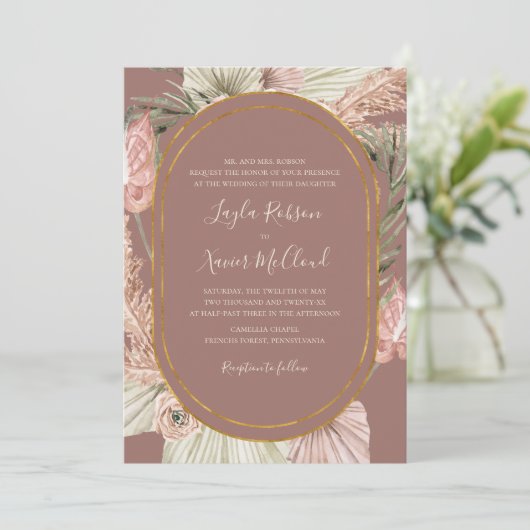 Invitation Boho Botanical | Dusty Rose Mariage traditionnel (Debout devant)