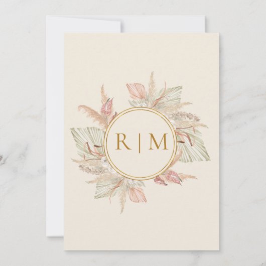 Invitation Boho Botanical | Dusty Rose Mariage traditionnel (Dos)