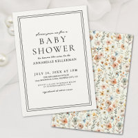 Boho Botanical Elegant Baby shower Fleur sauvage